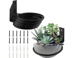Wandhouders voor bloempotten - geschikt voor balkons - set van 8 - zwart - ijzer - 11 cm
