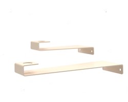 Wandkandelaar I Kaarshouder beige staal lang