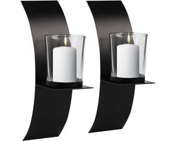 Wandkandelaars 2 Stuks Zwart Theelichtkaarsen Kaarsenkandelaars Voor Thuis Woonkamer Decoratieve
