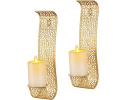 Wandkandelaars Set voor Pilaarkaarsen - Metalen - Vintage - Hangende - Elegante Kaarshouders voor Woonkamer en Badkamer - Wandkandelaars Metaal - Kaarsenkandelaarsgeschikt.