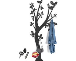 Wandkapstok 175 x 80 cm met 6 haken | Ruimtebesparende kledinghangers | Zwart metalen kapstok voor hal en buiten