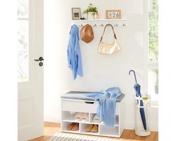 Wandkapstok - 4 dubbele haken - plank - voor badkamer - woonkamer - keuken - wit LHR42WT Kapstok