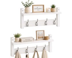wandkapstok - 40x19,5x11 cm - 2 stuks - wit