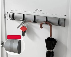 Wandkapstok, 5-delige set, Geschikt voor uitschuifbare vernikkelde Geschikt vooralen haken, 40 cm breed, Geschikt voor gangen en kleedkamers.
