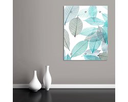 Wandkapstok Amida – Acrylglas Design met Blauwe Bladeren | Moderne Kapstok met Haken & Aluminiumframe