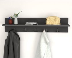 Wandkapstok Antraciet Grijs – Wandplank - Kapstok - 80 cm - 10 Haken