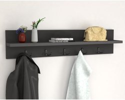 Wandkapstok Antraciet Grijs – Wandplank - Kapstok - 80 cm - 10 Haken