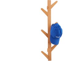 wandkapstok bamboe - 6 haken - 78 x 22 x 7 cm - boom - natuur