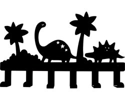 Wandkapstok dinosaurussen kinderkamer jungle safari - kapstok 6 haken babykamer