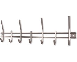 Wandkapstok – Edelstaaloptiek – 11 haken – 54x5x16 cm – Gemonteerd geleverd – Strak en duurzaam design