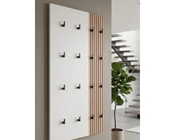 Wandkapstok haakpaneel 73,5 x 2,6 x 109 cm – akoestisch design kapstok paneel crèmebeige hout look modern wand of vrijstaand Alexa model – Yesdeals