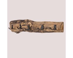 Wandkapstok Haken - Kapstok Hout - Jassen Ophangen - Uniek Handgemaakt - 58 x 9 x 11 cm - Natuurlijk Hout
