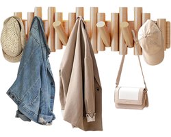 Wandkapstok hout - Garderobe haken - Jassen ophangen - Piano design - 42 cm breed - Natuurlijk