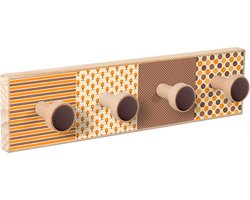 Wandkapstok - Kapstok - Hout - Assorted Orange - 4 houten knoppen - 40,3 cm x 10,3 cm x 7,3 cm