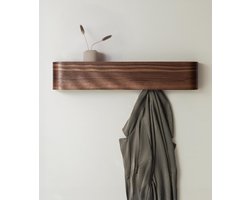 Wandkapstok - Kapstok met verborgen haken - Kapstok van massief houtfineer - Walnoothout
