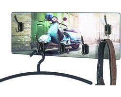 Wandkapstok – MDF vintage look met brommermotief – Bronzen haken – 50x5x20 cm – Retro design