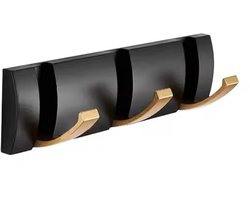 WandKapstok - met 3 Inklapbare Haken - Hangende Kapstok - Kapstok Wandkapstok Industrieel - Kinderkamer - slaapkamer - kantoor - Bamboe Hout en Aluminium