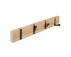 Wandkapstok met 4 uitschuifbare haken, wandkapstok voor het ophangen van jassen, sjaals, handtassen en meer, natuurlijk