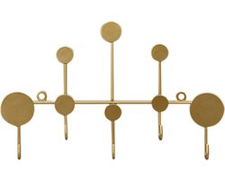 Wandkapstok met 5 Haken in Scandinavische Stijl - Goudkleurig IJzeren Wandrek voor Jassen en Accessoires
