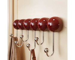 Wandkapstok met 6 haken | Bespaart ruimte | Hal/Slaapkamer: Opbergruimte voor hoeden, tassen en sleutels, milieuvriendelijke plastic haken, rode milieuvriendelijke haken, hoeden, sleutelhaken