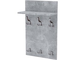 Wandkapstok met haken - Kledinghanger voor muur - Hal en slaapkamer - Ruimtebesparend ontwerp - MIDI - Beton/Chroom