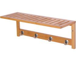Wandkapstok met haken, ruimtebesparend, draagvermogen 5 kg, 50 x 16 x 17,5 cm, naturel hout