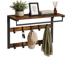 Wandkapstok - met hoedenplank - 65 cm - bruin-zwart