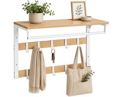 Wandkapstok - met hoedenplank - 65 cm - natuur-wit