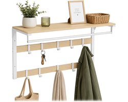 Wandkapstok - met hoedenplank - 80 cm - natuur-wit
