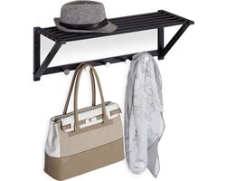 wandkapstok met plank - 5 haken - 23 x 65 x 25 cm - metaal