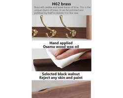 Wandkapstok met Plank en 5 Haken – Vintage Muur Kapstok 60 cm – Hal Organizer Wandrek van Walnoot Hout – Ruimtebesparende Jassenhouder voor Entree, Woonkamer & Slaapkamer – HomebyNicole