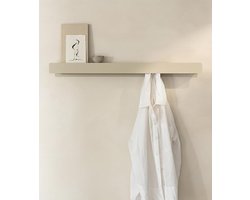 Wandkapstok met plank en haken, taupe zand, metaal, minimalistisch design - Designed in Berlin