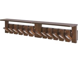 Wandkapstok met plank en intrekbare haken - Walnoot hout