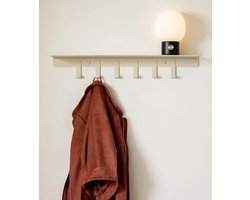 Wandkapstok met plank - Kapstokken hal Kledingrek muur - Opbergen en ophangen - Geïntegreerd legbord - 6 haken - Taupe Zand