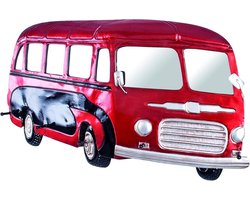 Wandkapstok met Vijf Haken en Spiegel - Vintage Look - Rood en Zwart