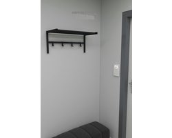 Wandkapstok - Metalen kapstok - Industrieel - 4 Haken - Zwart - 69x32x34