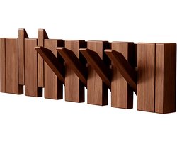 Wandkapstok - Piano Kapstok - Kapstok Hangend - Kapstokken - Walnootkleur - 40 x 12 cm - 6 haken