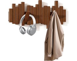 Wandkapstok - Piano Kapstok - Kapstok Hangend - Kapstokken - Walnootkleur - 40*17*3.3 cm - 6 haken