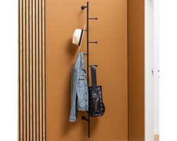 Wandkapstok Preston staal met 6 haken - zwart - Actona - Kapstokken - Zwart - Metaal; Staal