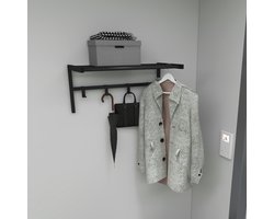 Wandkapstok Tolga met plank 32,5x69x34 cm zwart