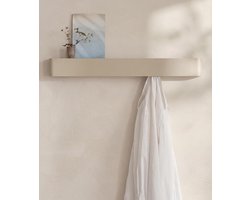 Wandkapstok Tone - Design wandplank met verborgen haken, industrieel metaal, taupe - Designed in Berlin