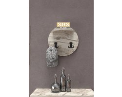 Wandkapstok Top - Wandplank - 2x2 Haak - 34 x 34 cm - Wit en Marmer