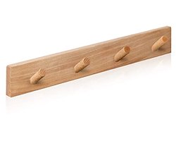 Wandkapstok van Natuurlijk Hout met 4 Haken - Scandinavisch Design voor Entree, Slaapkamer en Woonkamer