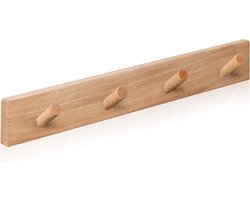 Wandkapstok van Natuurlijk Hout met 4 Haken - Scandinavisch Design voor Entree, Slaapkamer en Woonkamer