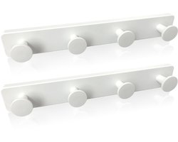 Wandkapstok wit 4 haken - eenvoudig te monteren - robuust design - hal badkamer slaapkamer keuken - 2 stuks hook coat rack wall mounted