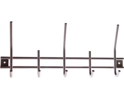 Wandkapstok - zilverkleurig - 5-haaks - hoogwaardig metaal - 3,8 x 16,5 cm - kapstokhaken
