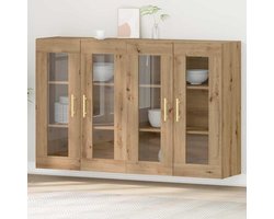 Wandkast 2 stuks - Opzetkast Keuken - Ruimte Organiseren - Glazen Deuren - 695 x 90 cm - Artisan-eiken