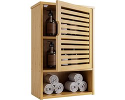 Wandkast, bamboe medicijnkastje, hangend boven het toilet, badkamer hangkast met verstelbare planken voor woonkamer, slaapkamer, keuken, natuur
