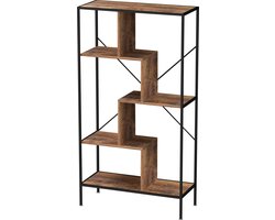 Wandkast boekenkast Stoer - open vakkenkast - industrieel - metaal hout - 147 cm hoog