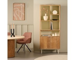 Wandkast Doble - Teakhout - Naturel / Creme - 85x210x40 cm (BxHxD) - Rustiek Teakhout - Ronde Vormen